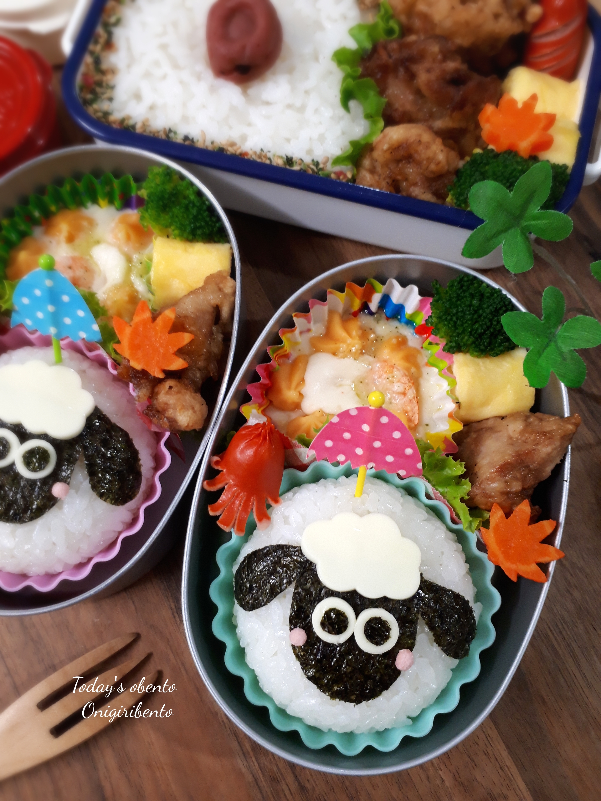 ひつじのショーンおにぎりと唐揚げ弁当 Eatpick ひつじのショーンおにぎりと唐揚げ弁当 Eatpick