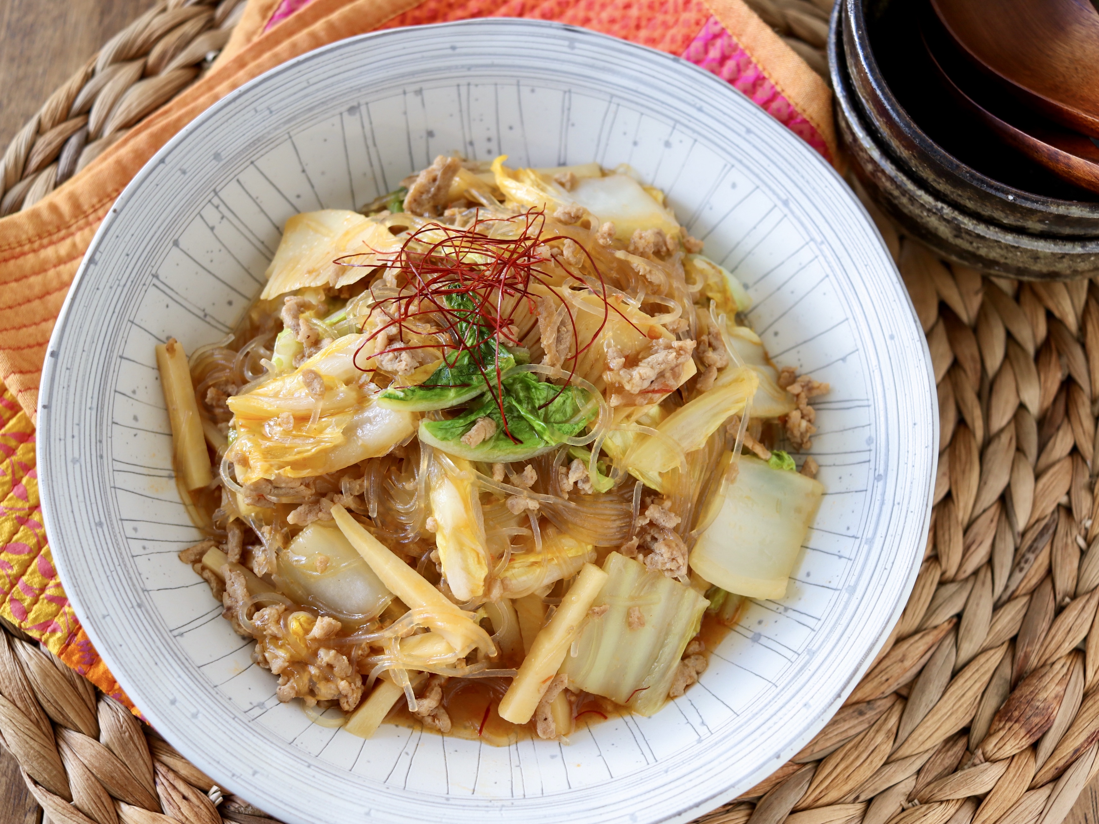 白菜と筍と春雨の中華うま煮でランチ Eatpick