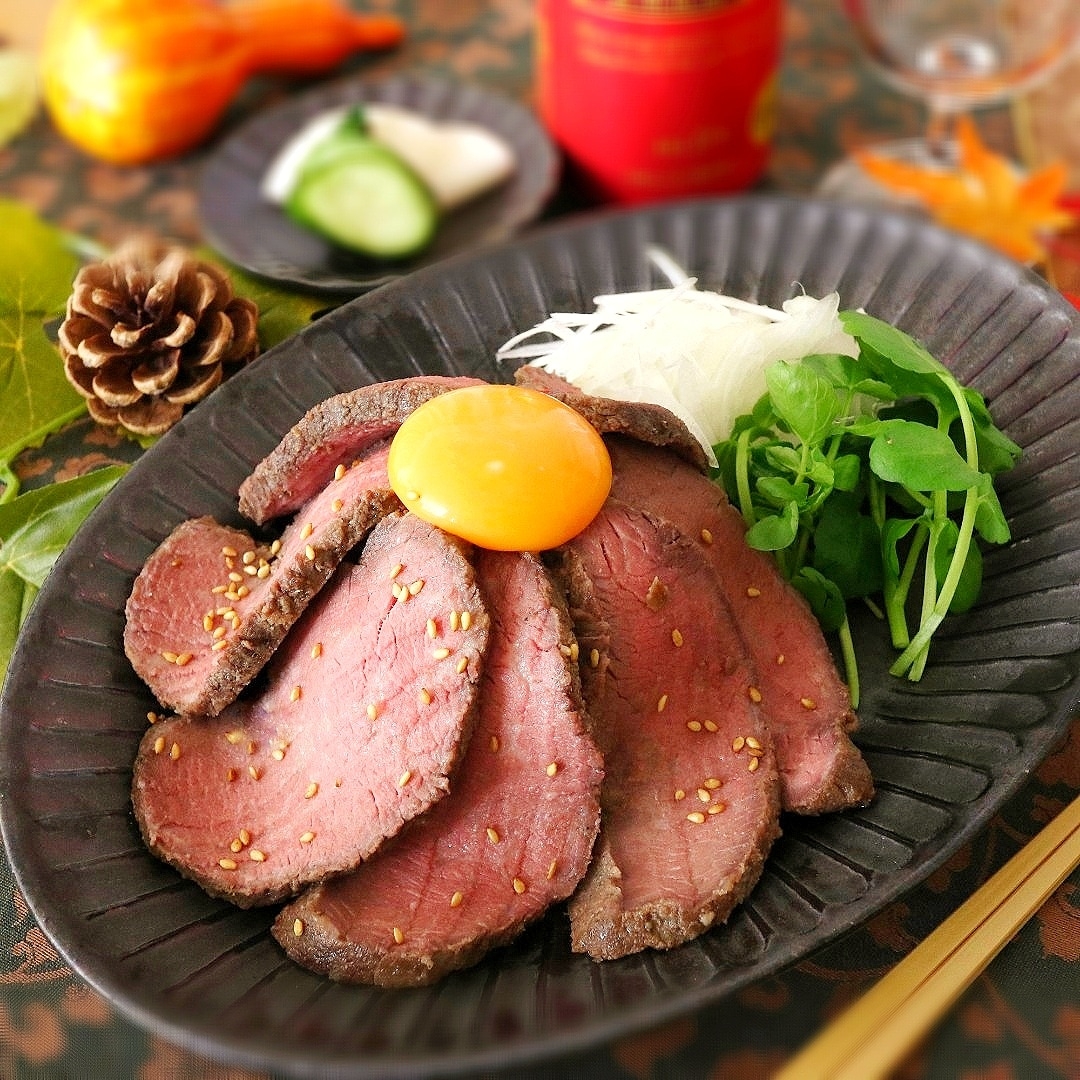 ペッパーをまぶしたローストビーフのレシピ