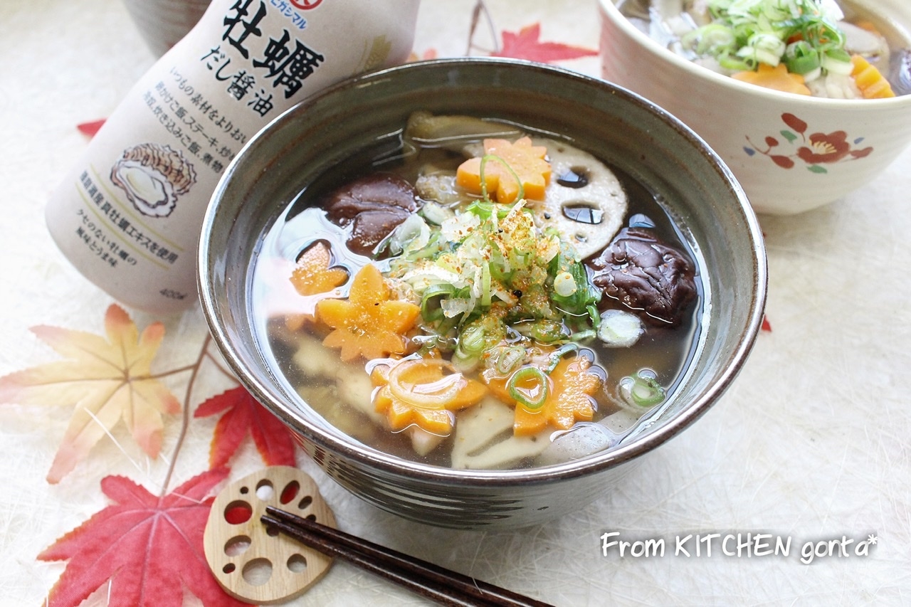 ヒガシマル 牡蠣だし醤油 で作る 上品な味わい 具沢山で食べたい けんちん蕎麦 Eatpick