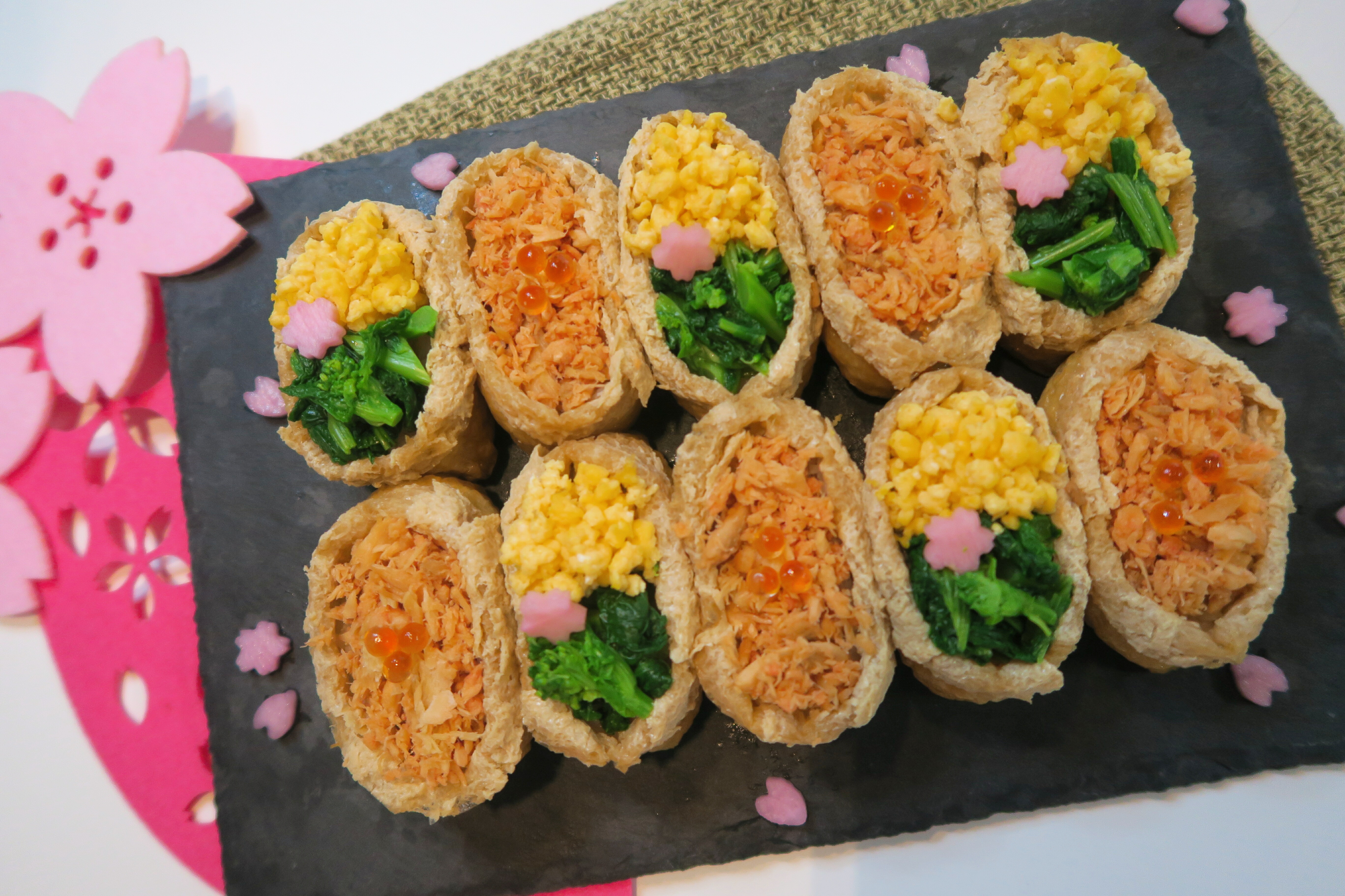 もち麦入り 菜の花いなり寿司 Eatpick もち麦入り 菜の花いなり寿司 Eatpick