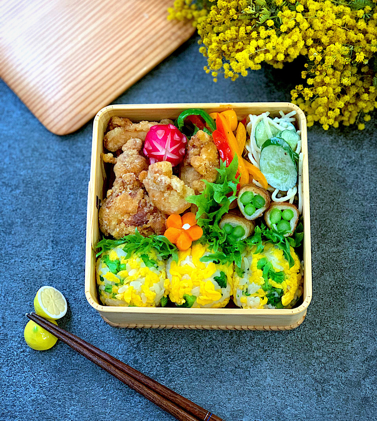 菜の花風のお弁当 Eatpick