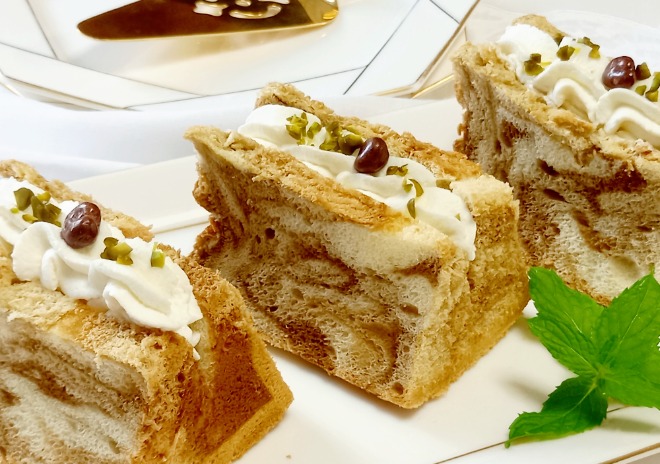 コーヒーのマーブルシフォンケーキ Eatpick