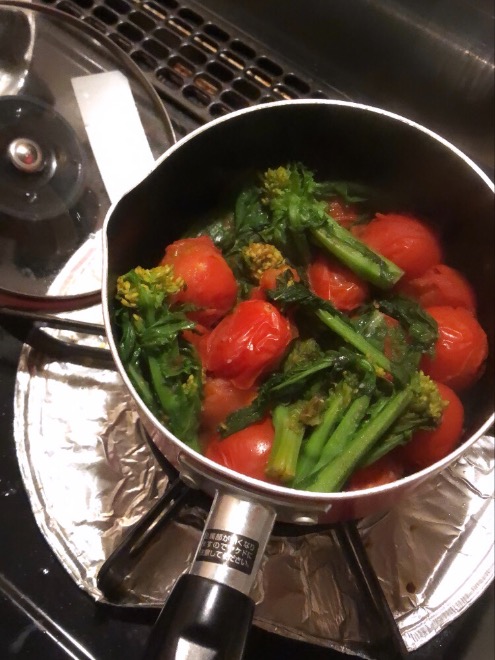 菜の花トマトのペペロンチーノ風 Eatpick