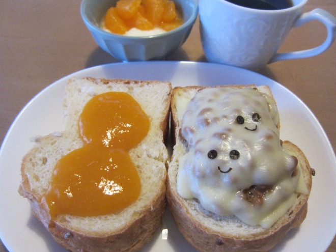 にっこり ｖ 納豆チーズトースト もち麦食パン Eatpick