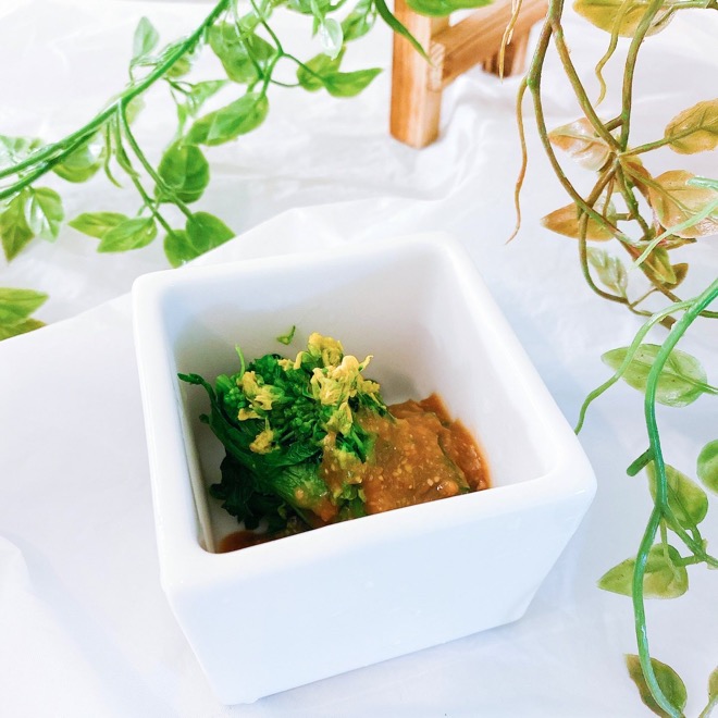 レンジで簡単菜の花の酢味噌和え Eatpick
